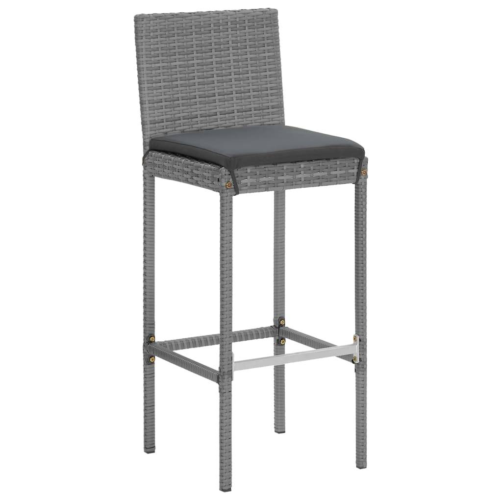 Helloshop26 - Ensemble de bar de jardin 7 pièces avec coussins gris poly rotin - Image 3