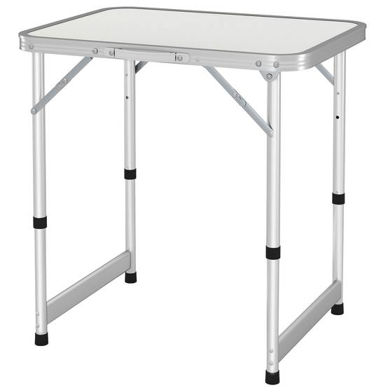 Table pliante aluminium et MDF blanc 60 x 45 x 64 cm - PANGIVO - Image 2