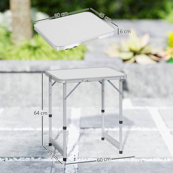 Table pliante aluminium et MDF blanc 60 x 45 x 64 cm - PANGIVO - Image 5