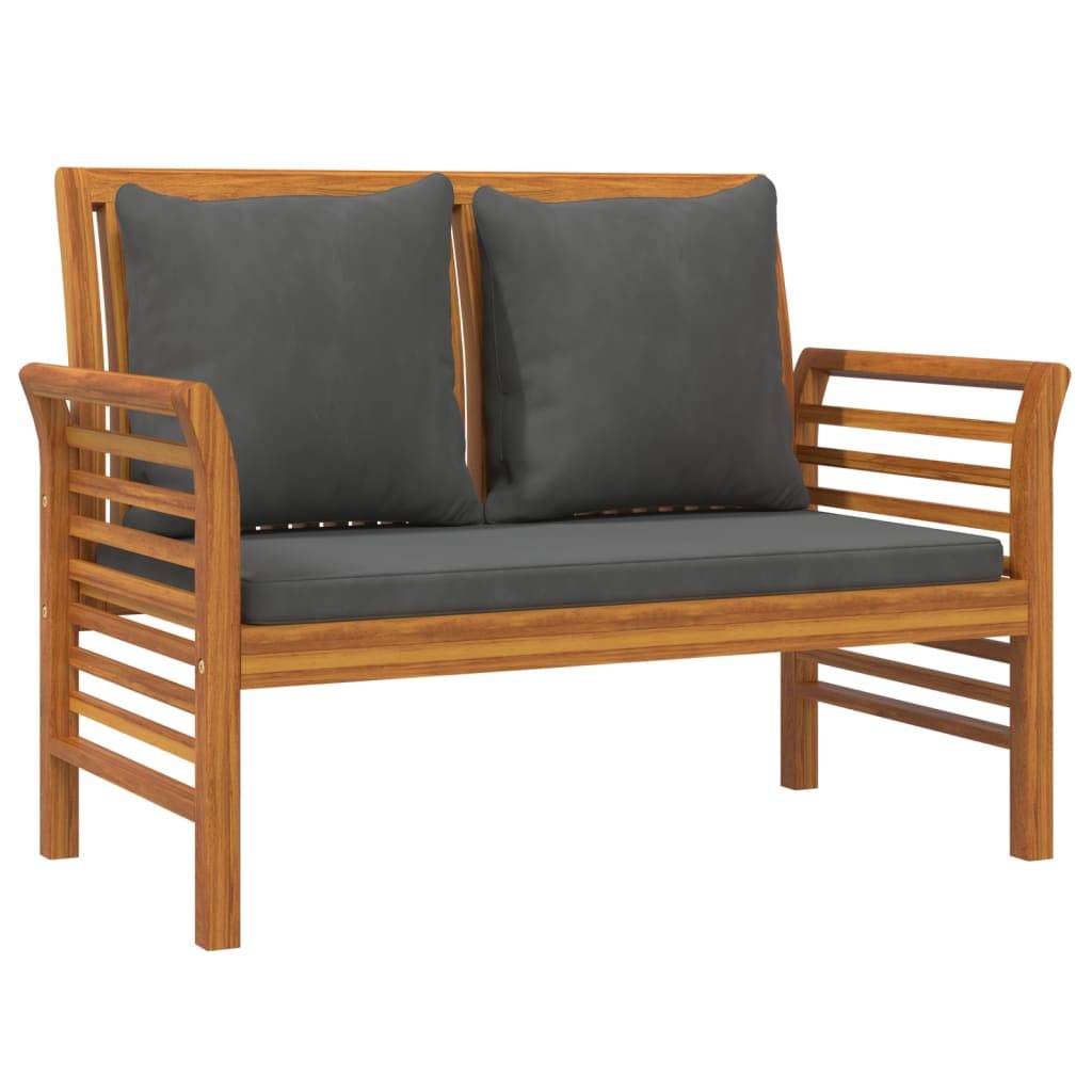 Helloshop26 - Banc de jardin meuble de patio d'extérieur terrasse de canapé avec coussins 120 x 60 x 81 cm gris foncé bois d'acacia solide - Image 1