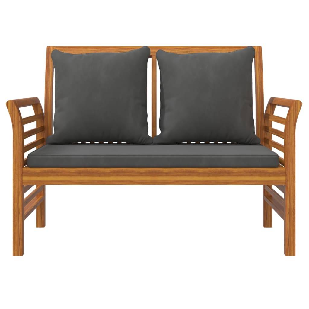 Helloshop26 - Banc de jardin meuble de patio d'extérieur terrasse de canapé avec coussins 120 x 60 x 81 cm gris foncé bois d'acacia solide - Image 3