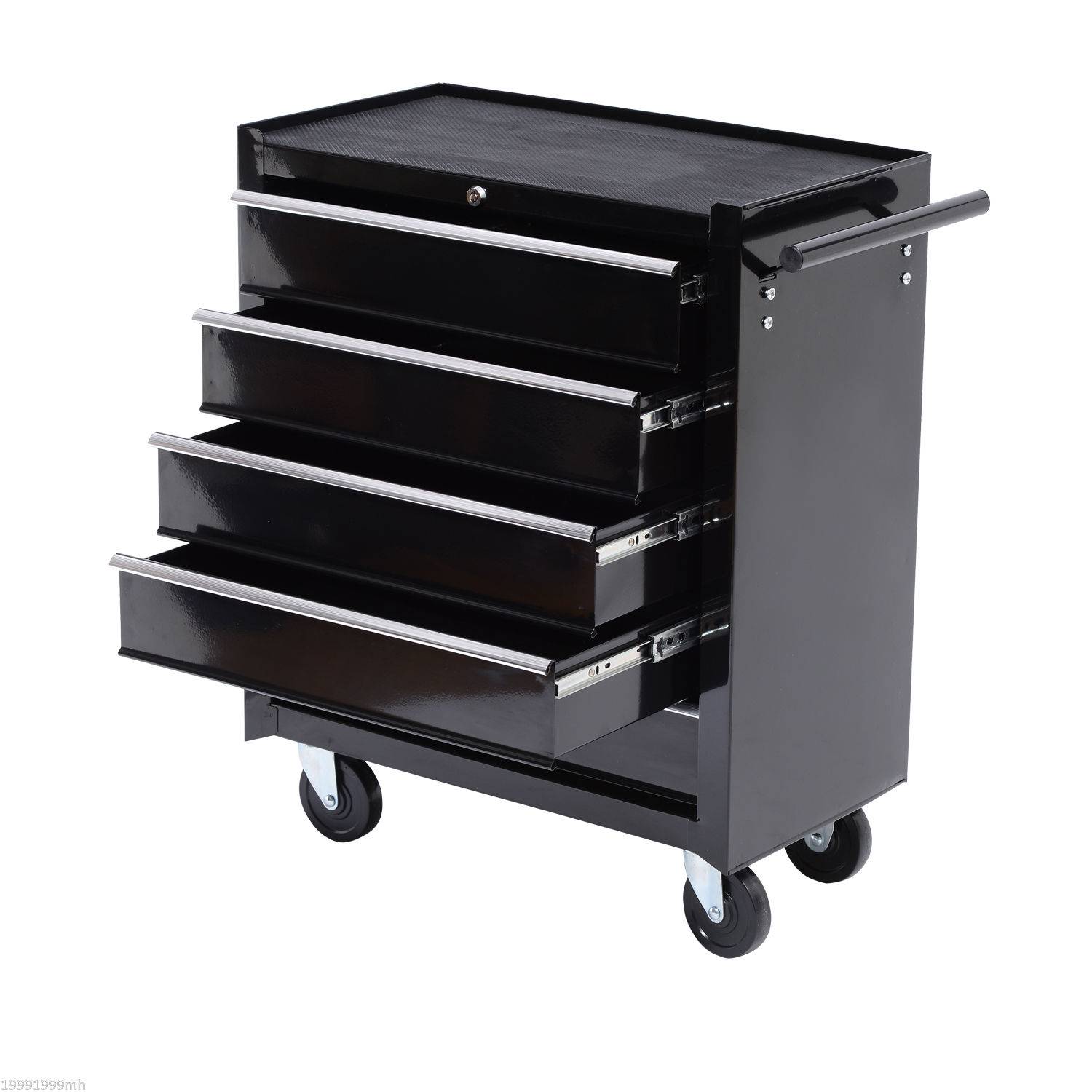 Sans Marque - Coffre à outils, armoire à outils sur roulettes, 5 tiroirs, acier, noir - Image 1