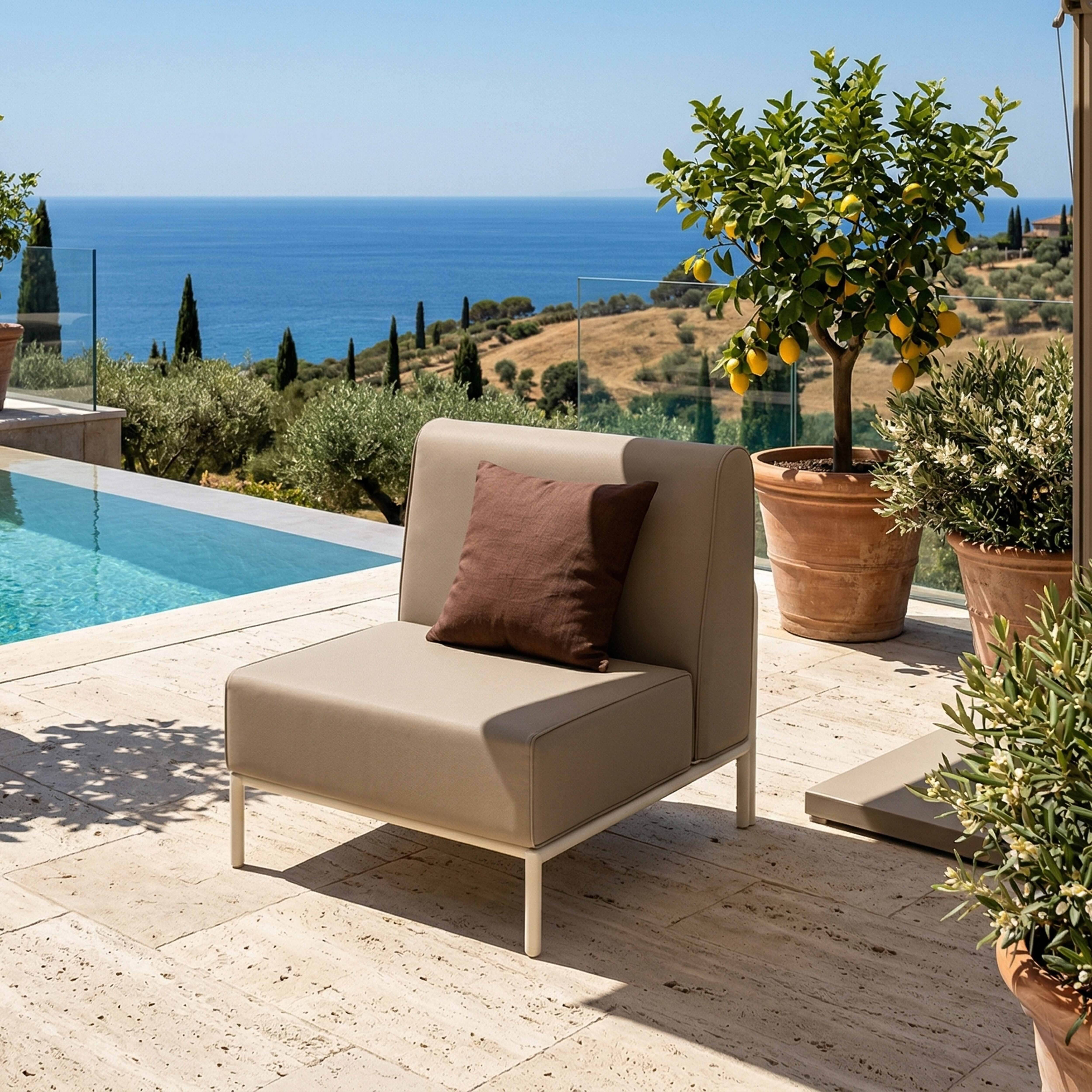 Oviala - Salon de jardin bas modulable uni 3 places beige Patio - Oviala - Image 6