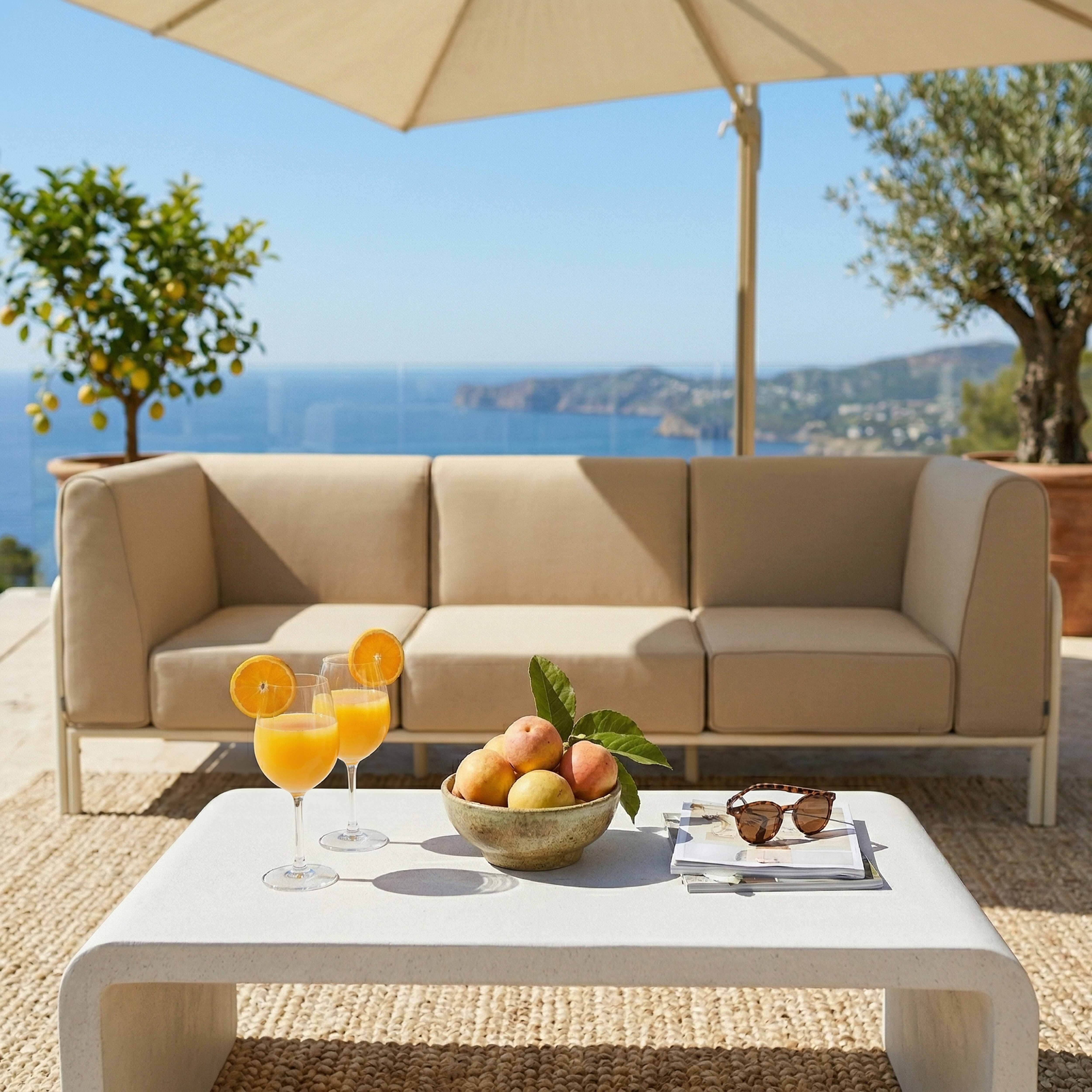 Oviala - Salon de jardin bas modulable uni 3 places beige Patio - Oviala - Image 4