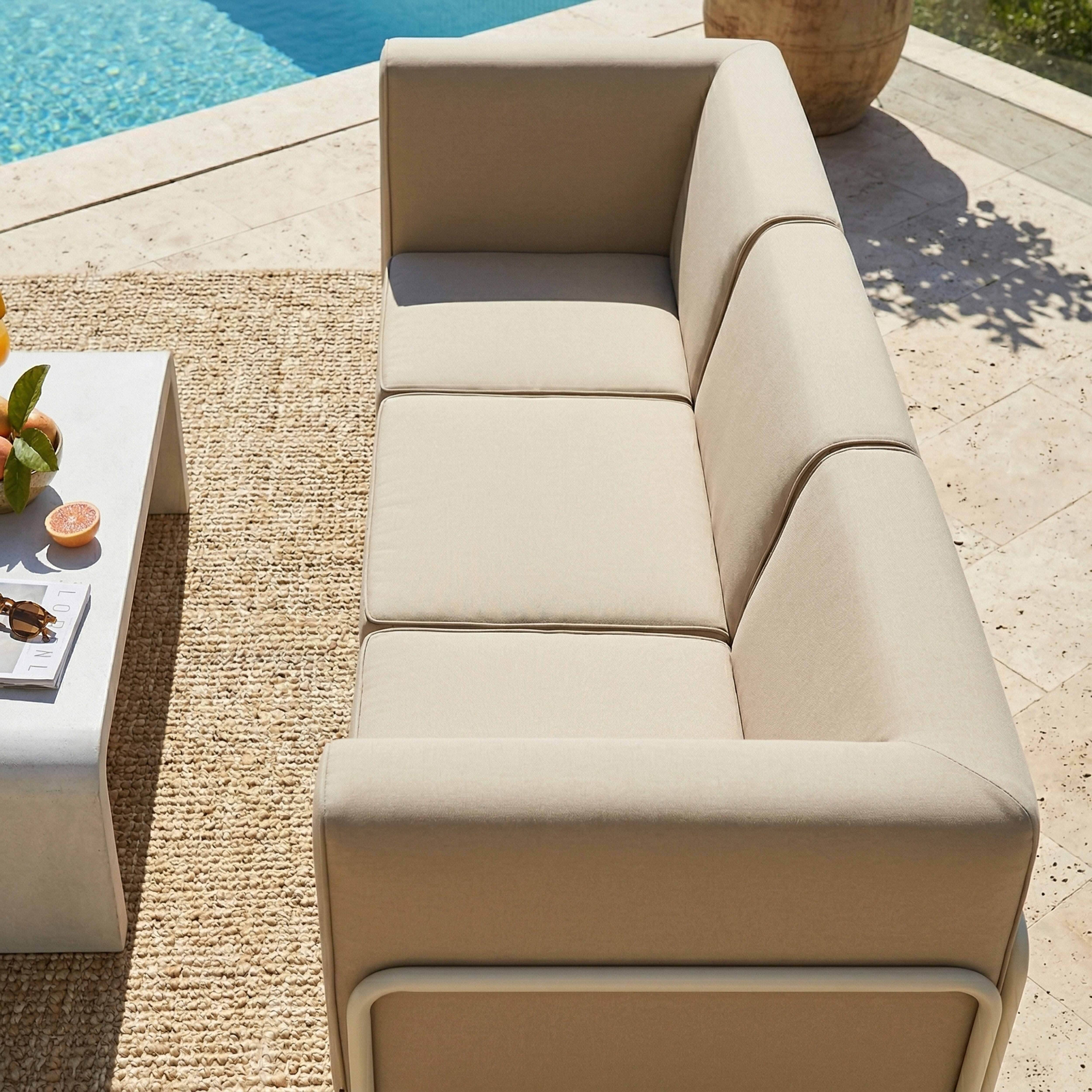 Oviala - Salon de jardin bas modulable uni 3 places beige Patio - Oviala - Image 3