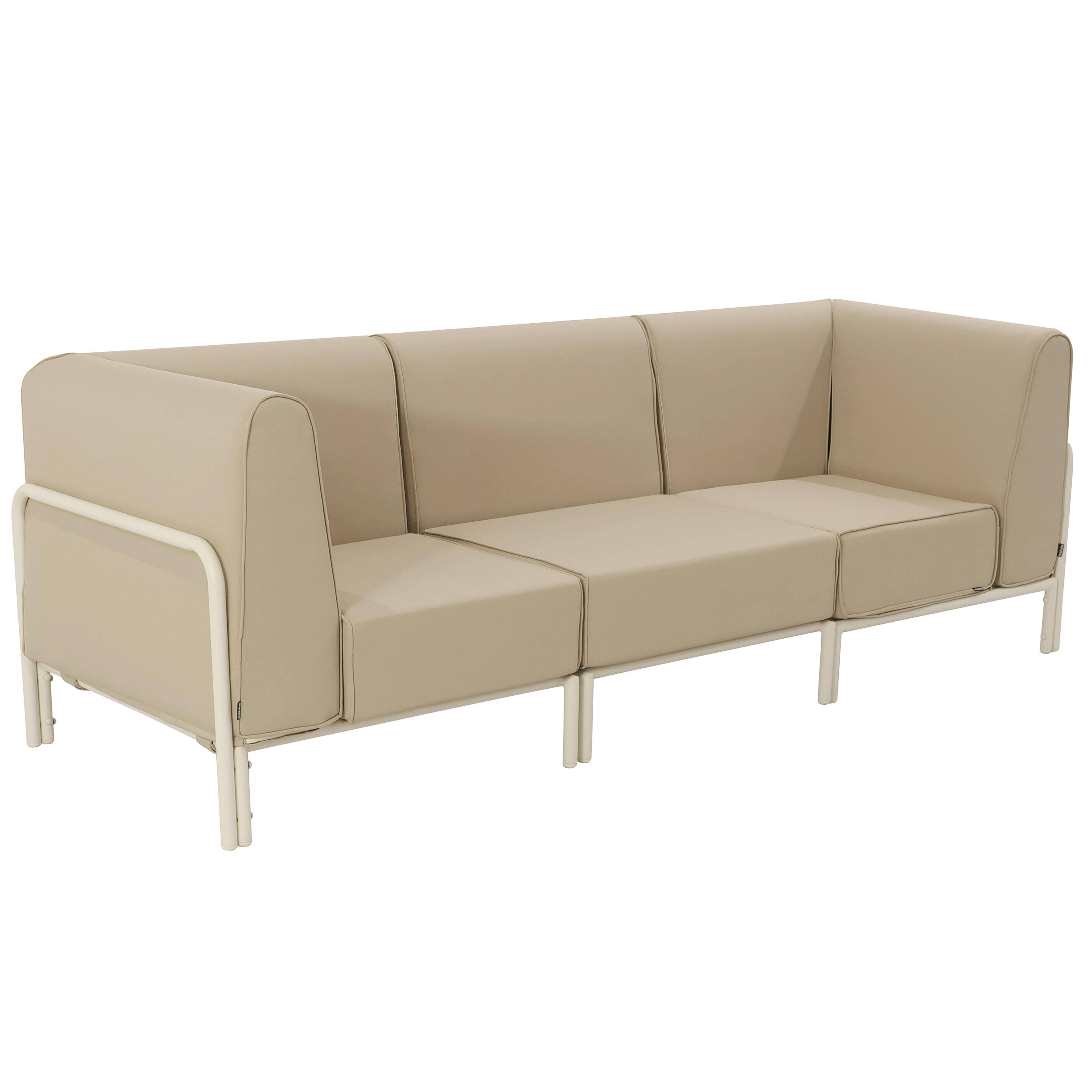 Oviala - Salon de jardin bas modulable uni 3 places beige Patio - Oviala - Image 1