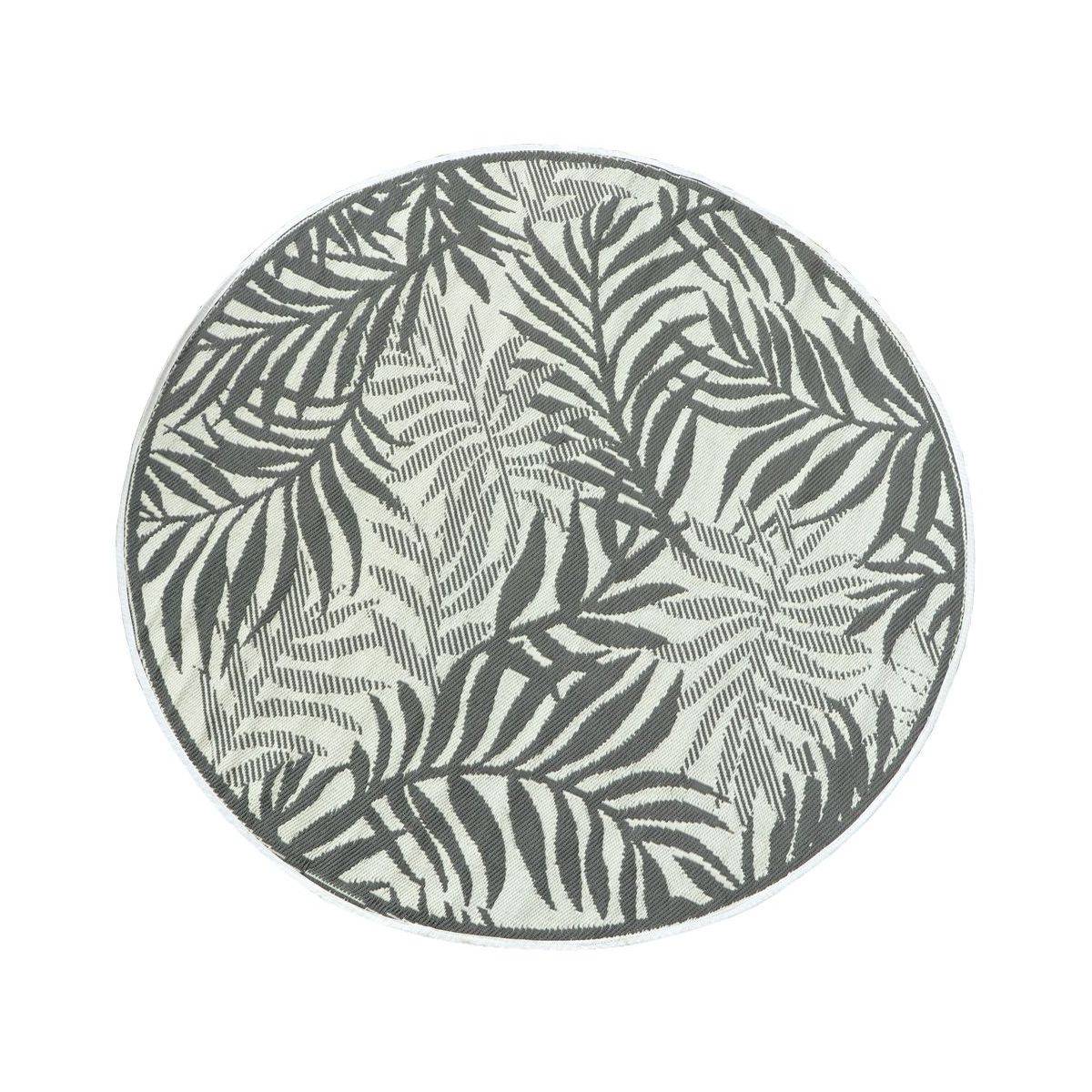 Aubry Gaspard - Tapis d'extérieur rond en polypropylène D150 cm Végétal - Gris - Image 1