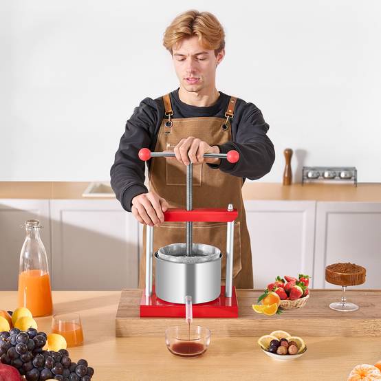 VEVOR Pressoir fruits manuel 3 L, inox, 2 barils. Poignée T, nettoyage facile. Raisin, pomme. - Image 8
