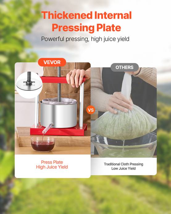 VEVOR Pressoir fruits manuel 3 L, inox, 2 barils. Poignée T, nettoyage facile. Raisin, pomme. - Image 2