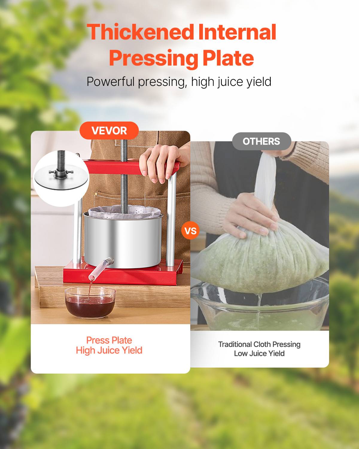 VEVOR Pressoir fruits manuel 3 L, inox, 2 barils. Poignée T, nettoyage facile. Raisin, pomme. - Image 2