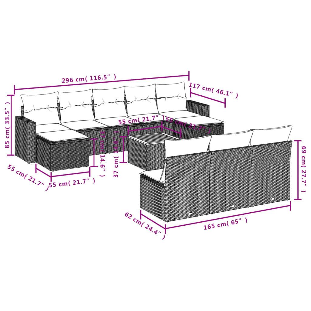 ComfortXL - Salon de Jardin Gris 10 Places Modulable en Résine Tressée Coussins Gris Foncé – ComfortXL Outdoor Living - Image 3