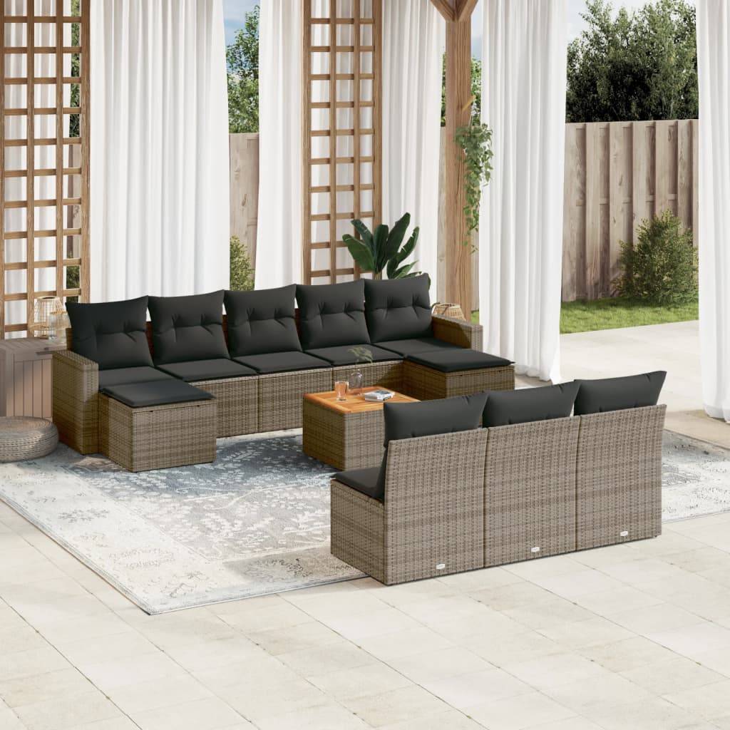 ComfortXL - Salon de Jardin Gris 10 Places Modulable en Résine Tressée Coussins Gris Foncé – ComfortXL Outdoor Living
