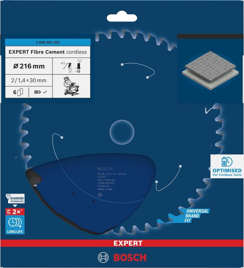 Bosch Professional - Lame de scie circulaire expert fibre cement cordless 216x30x2,0mm / 6D - BOSCH - 2608902202 - Image 2