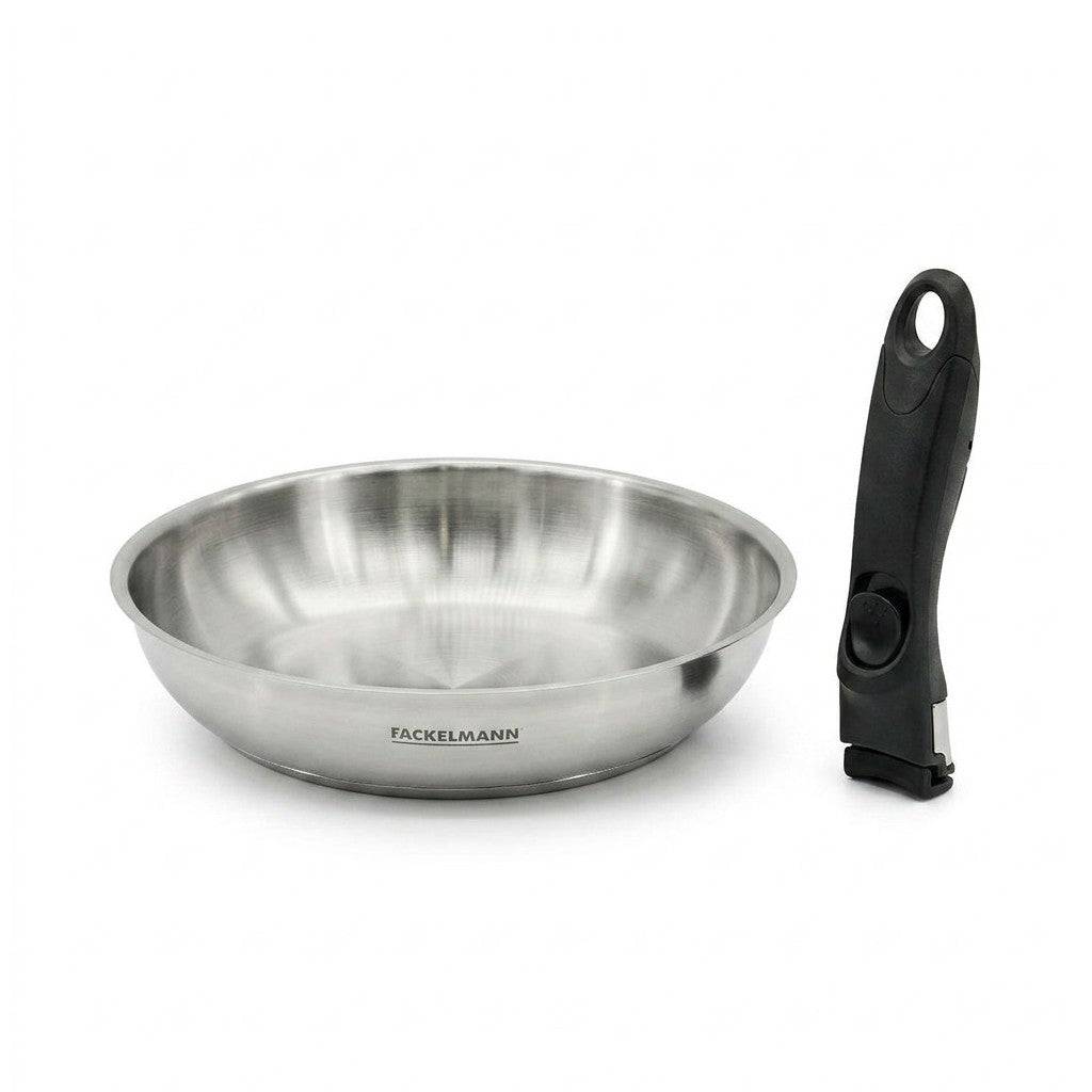 Lot de 1 poêle 24 cm en inox et 1 manche amovible Fackelmann InoGrip - Image 1