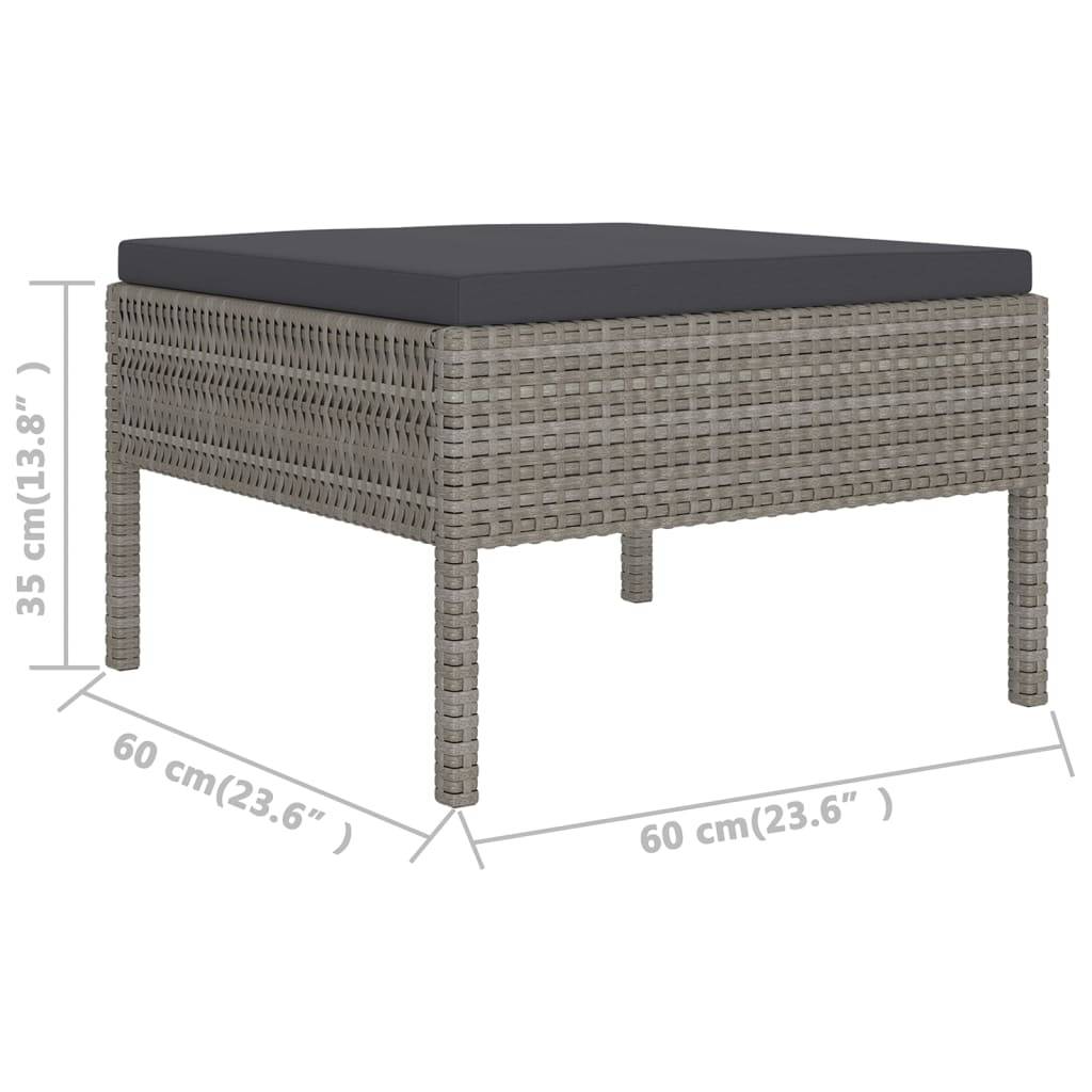 Helloshop26 - Salon de jardin meuble d'extérieur ensemble de mobilier 5 pièces avec coussins résine tressée gris - Image 6