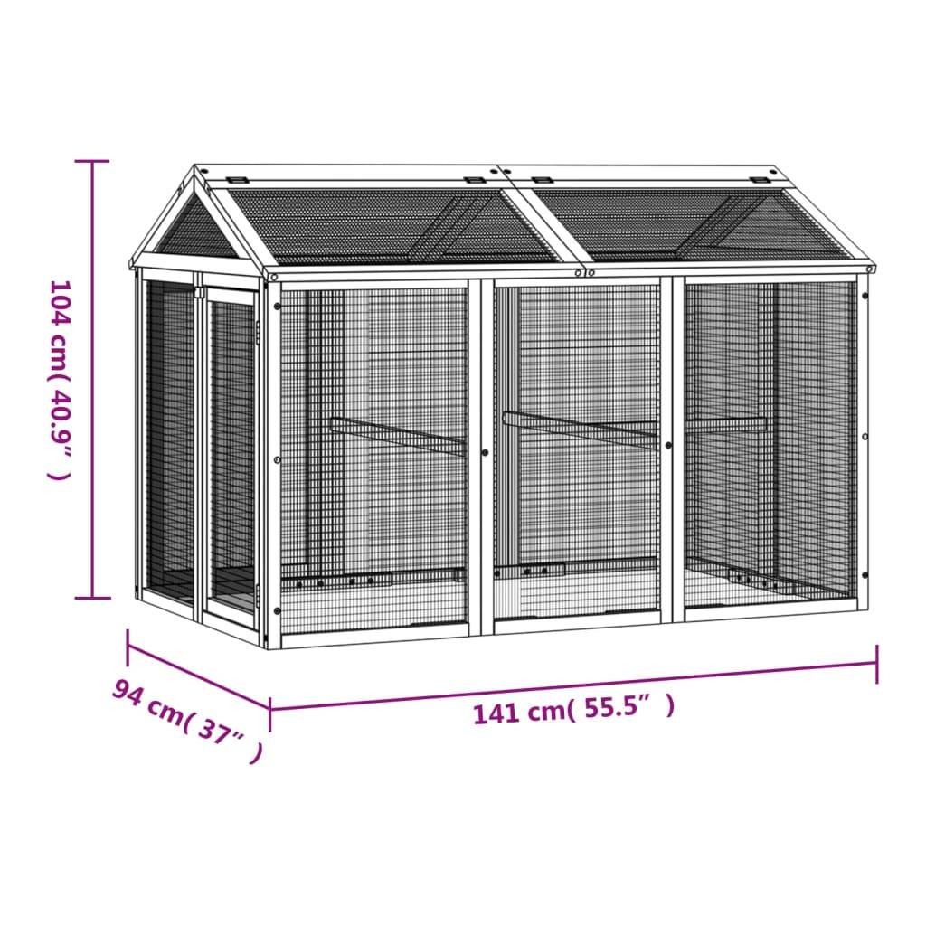 Enclos Jardin Bois Pin Massif Petits Animaux Parc Plein Air 141x94x104cm Marron - ComfortXL Outdoor Living - Image 7
