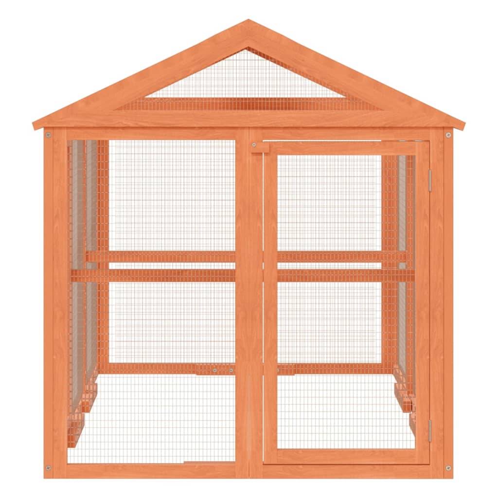 Enclos Jardin Bois Pin Massif Petits Animaux Parc Plein Air 141x94x104cm Marron - ComfortXL Outdoor Living - Image 5