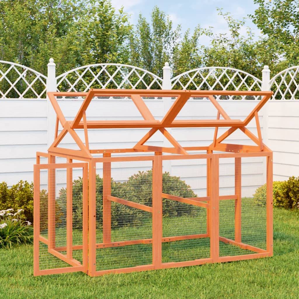 Enclos Jardin Bois Pin Massif Petits Animaux Parc Plein Air 141x94x104cm Marron - ComfortXL Outdoor Living - Image 1
