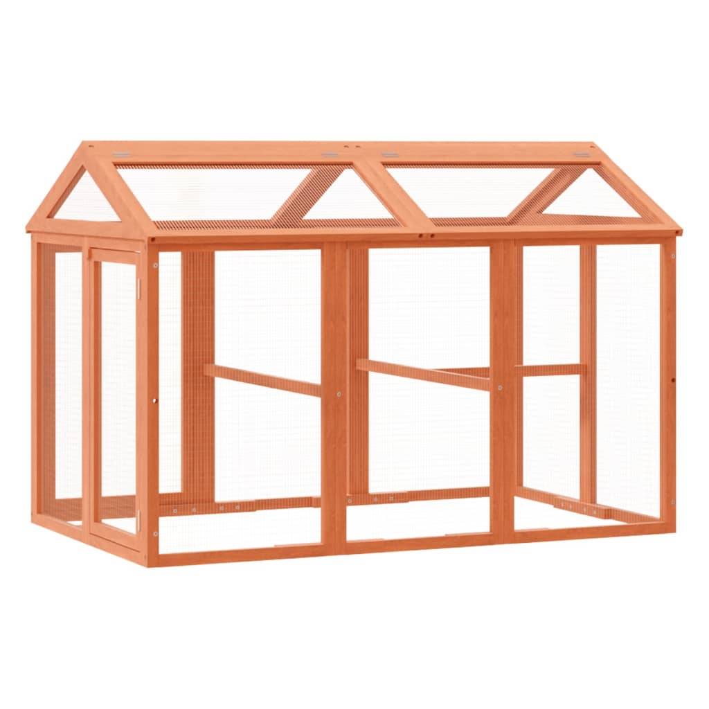 Enclos Jardin Bois Pin Massif Petits Animaux Parc Plein Air 141x94x104cm Marron - ComfortXL Outdoor Living - Image 6