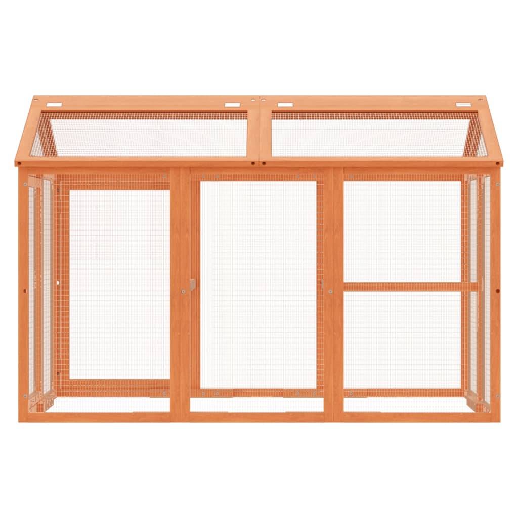 Enclos Jardin Bois Pin Massif Petits Animaux Parc Plein Air 141x94x104cm Marron - ComfortXL Outdoor Living - Image 3