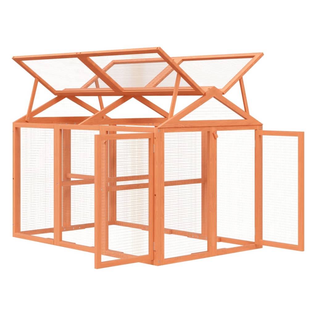Enclos Jardin Bois Pin Massif Petits Animaux Parc Plein Air 141x94x104cm Marron - ComfortXL Outdoor Living - Image 4