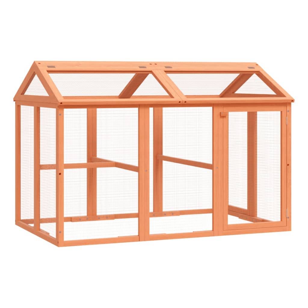 Enclos Jardin Bois Pin Massif Petits Animaux Parc Plein Air 141x94x104cm Marron - ComfortXL Outdoor Living - Image 2