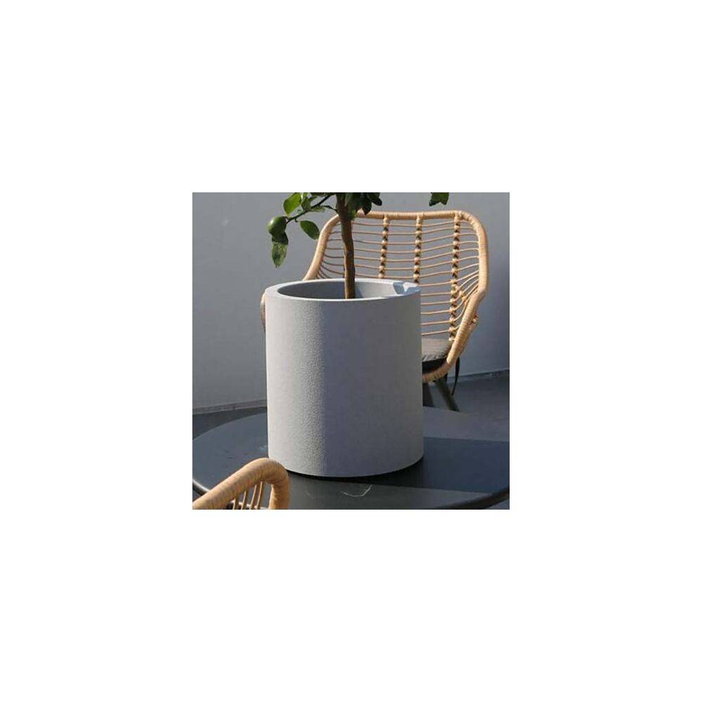 Riviera - Pot en plastique rond aspect granit 30 cm Gris clair - Image 2