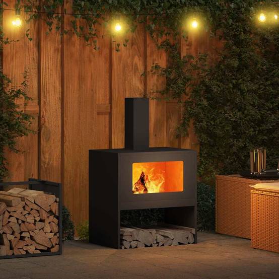 ComfortXL - Foyer extérieur avec cheminée en acier pour jardin 96cm Noir – ComfortXL Outdoor Living - Image 4