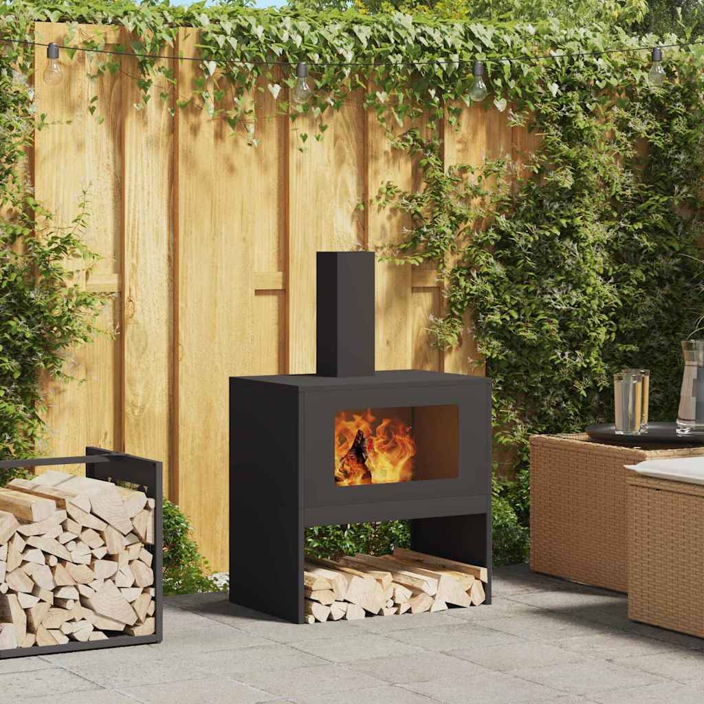 ComfortXL - Foyer extérieur avec cheminée en acier pour jardin 96cm Noir – ComfortXL Outdoor Living - Image 1