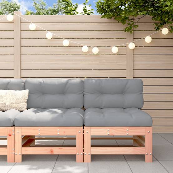 Lot de 2 Canapés centraux en bois de douglas massif durable avec coussins gris pour un salon extérieur sur mesure – ComfortXL Outdoor Living - Image 1