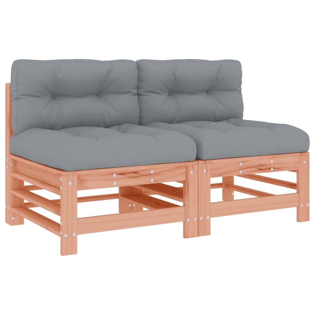 Lot de 2 Canapés centraux en bois de douglas massif durable avec coussins gris pour un salon extérieur sur mesure – ComfortXL Outdoor Living - Image 2