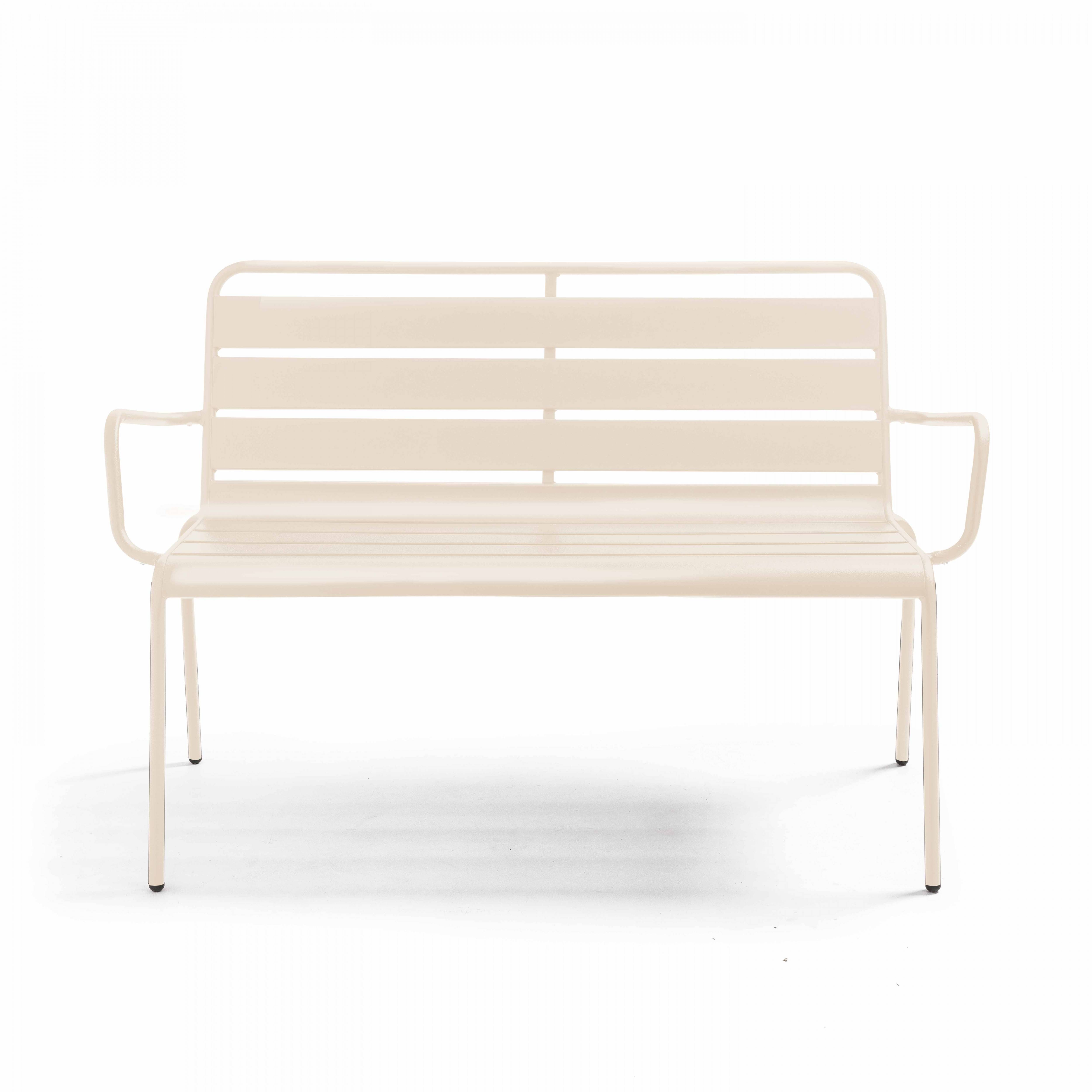 Oviala - Banc de jardin en métal ivoire Palavas - Oviala - Image 2