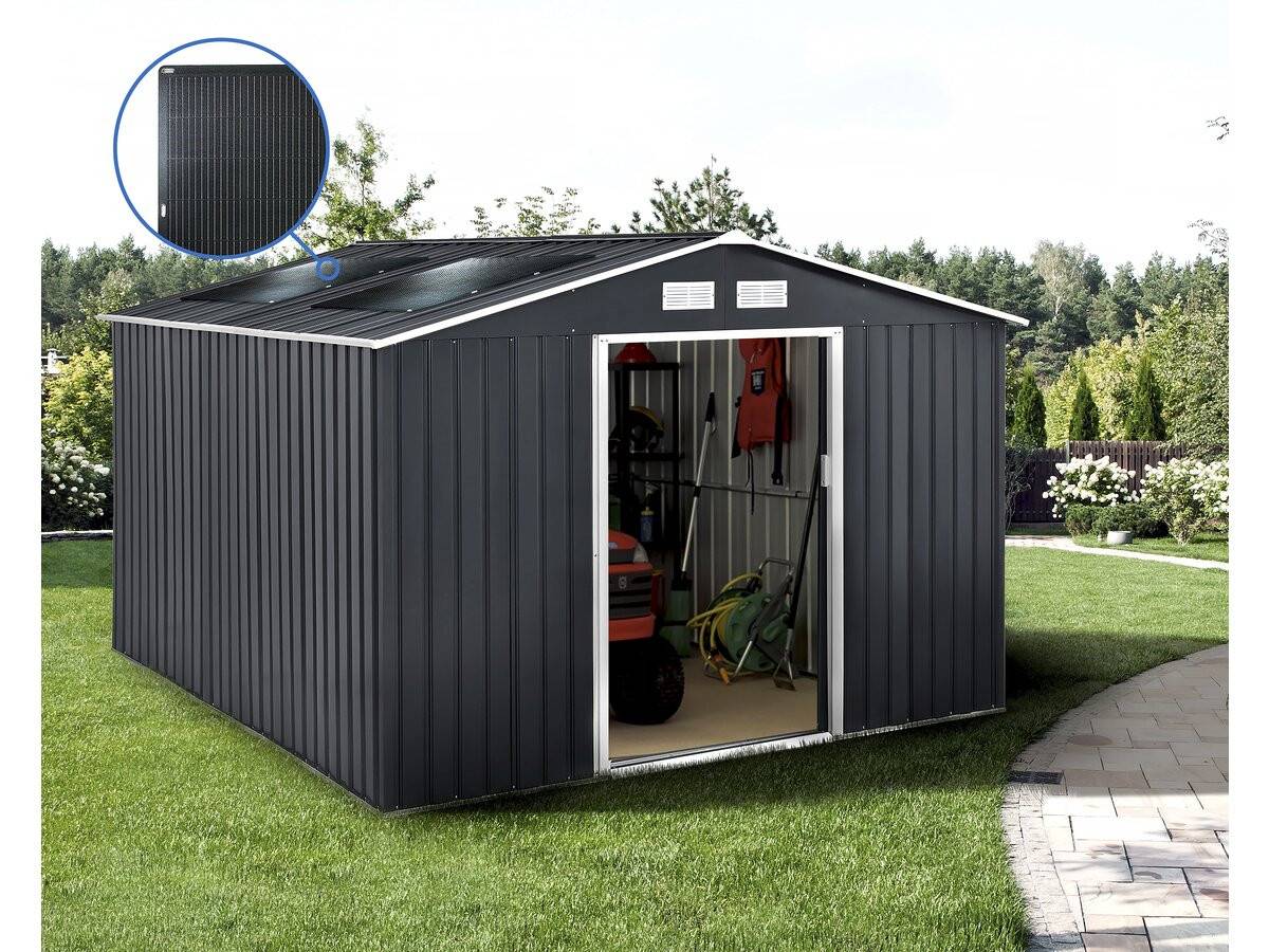 Habitat Et Jardin - Abri De Jardin Métal - "vegas"- 15 M² Avec Panneaux Solaires - Gris -habitat Et Jardin - Image 2