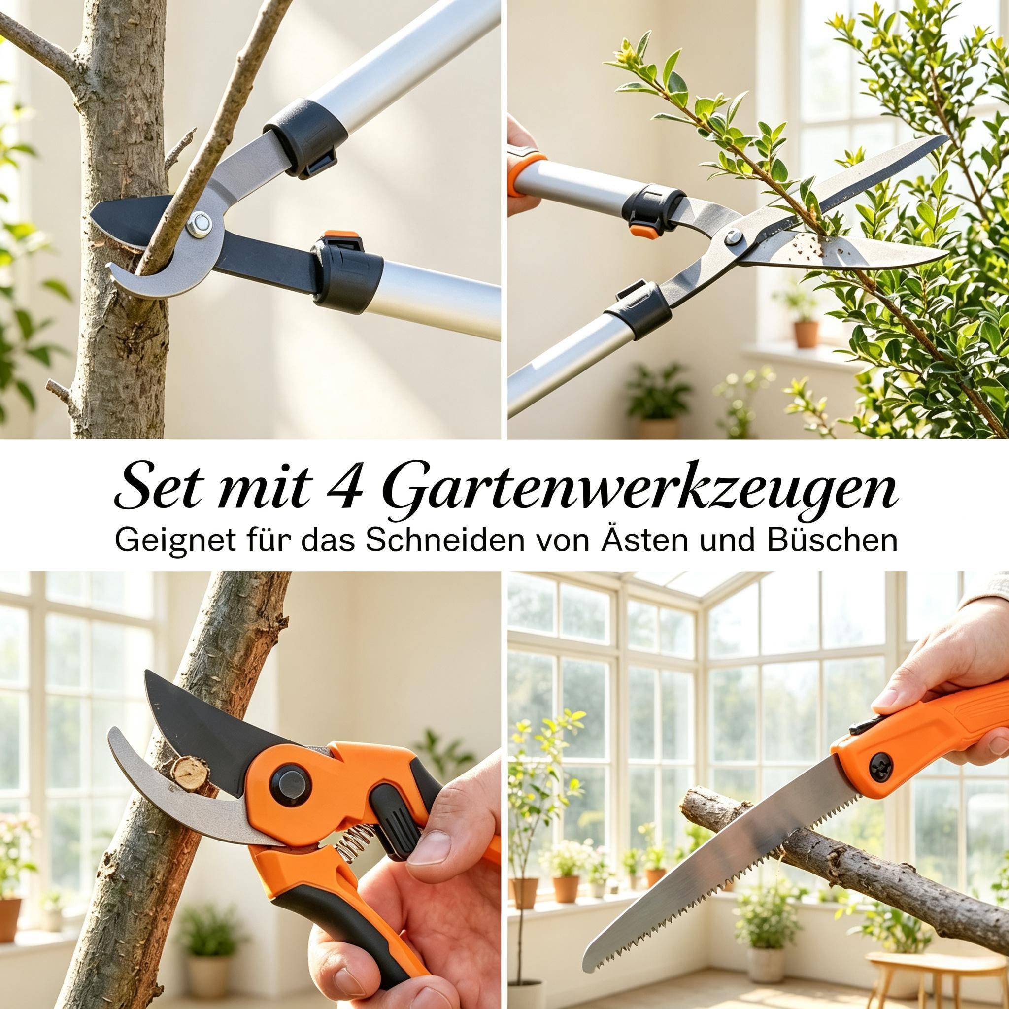 ComfortXL - Kit 4 outils de jardin aluminium argent orange taille haies branches élagage - ComfortXL Outdoor Living - Image 7