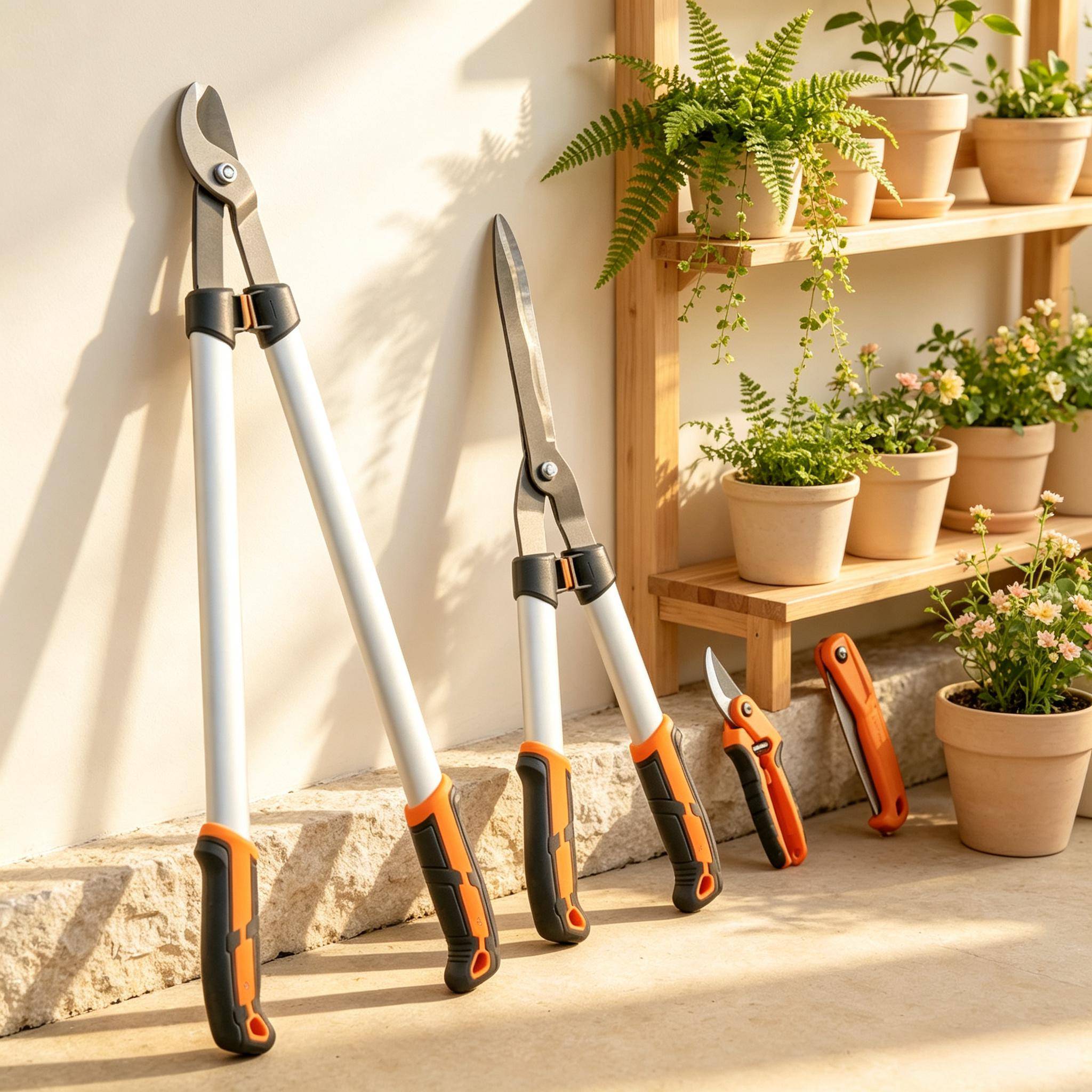 ComfortXL - Kit 4 outils de jardin aluminium argent orange taille haies branches élagage - ComfortXL Outdoor Living - Image 1