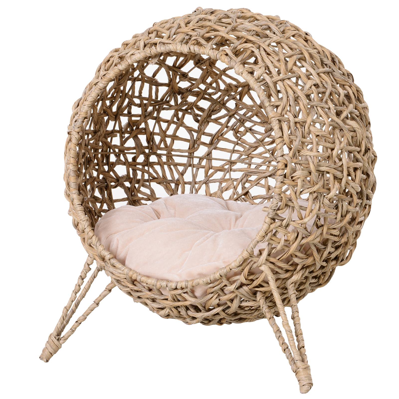 Niche pour Chat en Rotin sur Pieds Lit Cocon Surélevé avec Coussin Moelleux Design Scandinave - ComfortXL Outdoor Living - Image 2