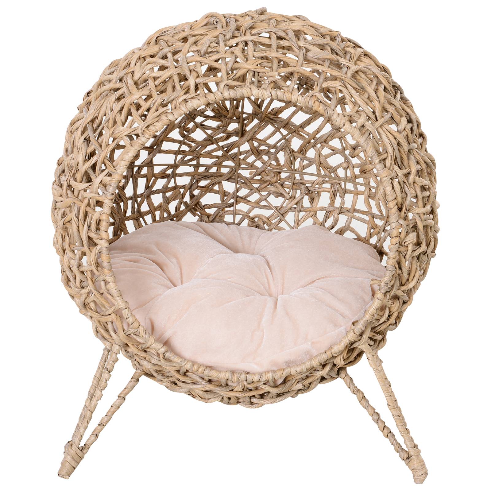 Niche pour Chat en Rotin sur Pieds Lit Cocon Surélevé avec Coussin Moelleux Design Scandinave - ComfortXL Outdoor Living - Image 9