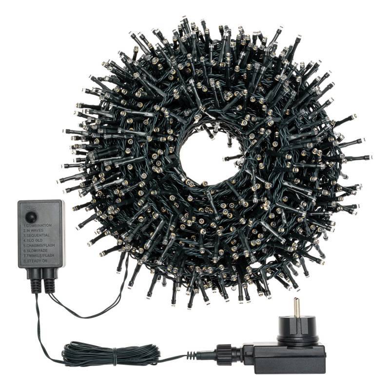 Lotti - Guirlande lumineuse Boa 6CM 30M 1500 LED 8 effets ambré câble vert Lotti - Image 6