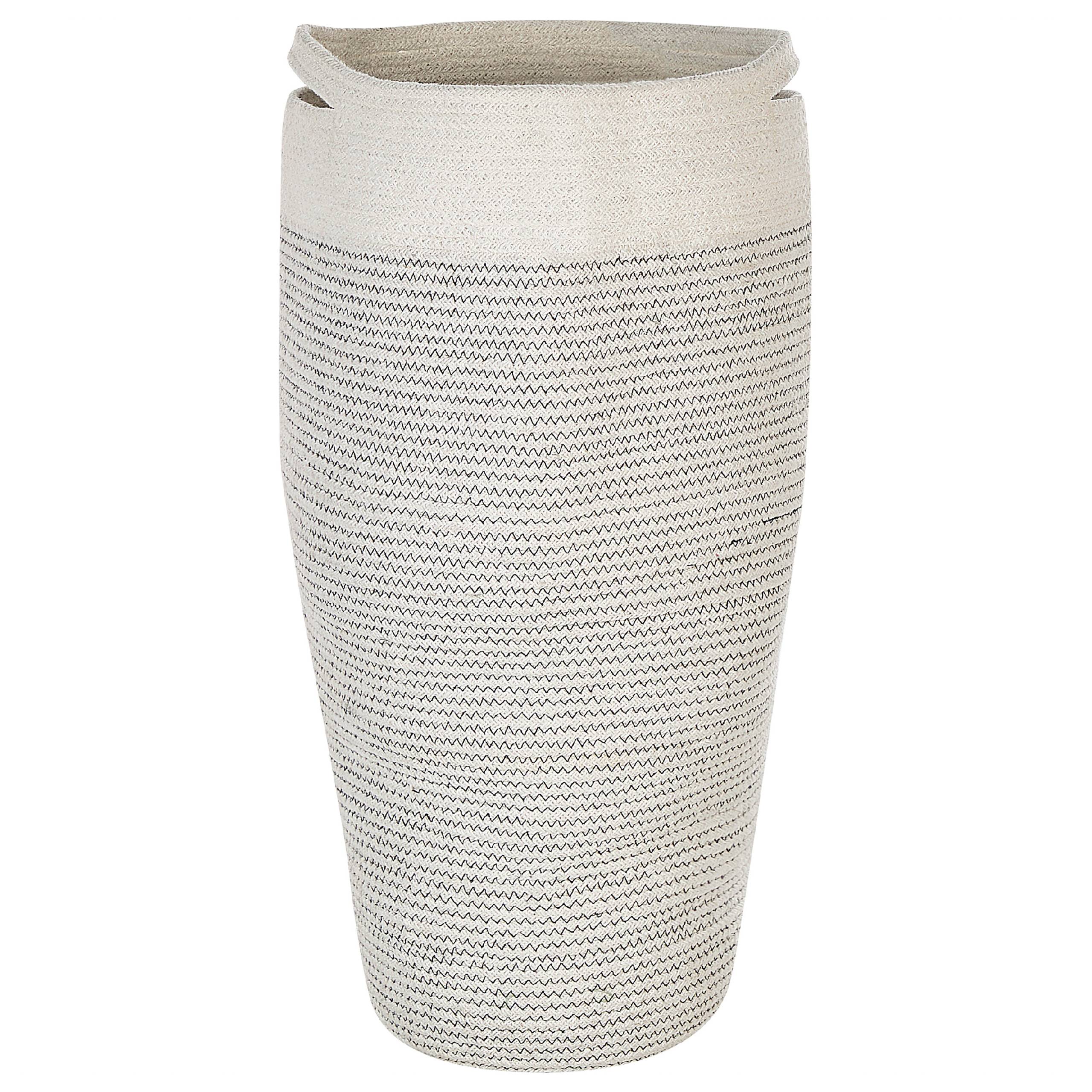 Beliani - Panier Blanc et Gris en Coton 33 cm de Diamètre Corbeille à Linge Faite Main Tressée Rangement à Rayures pour Intérieur Accessoire Rangement - Image 1