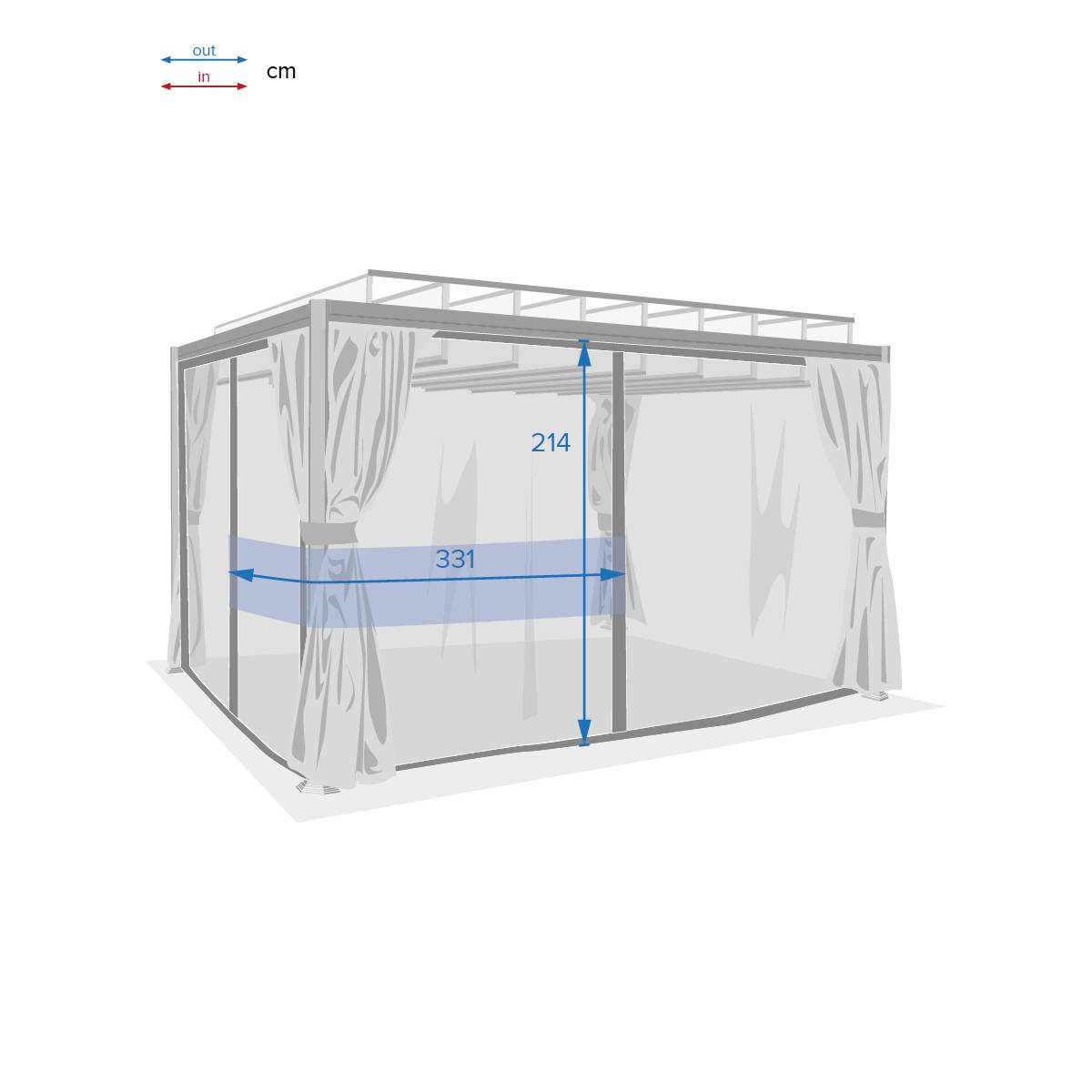Hesperide - Moustiquaire pour pergola "Belize" à lattes 3x3,8m ardoise en polyester - Hespéride - Image 5