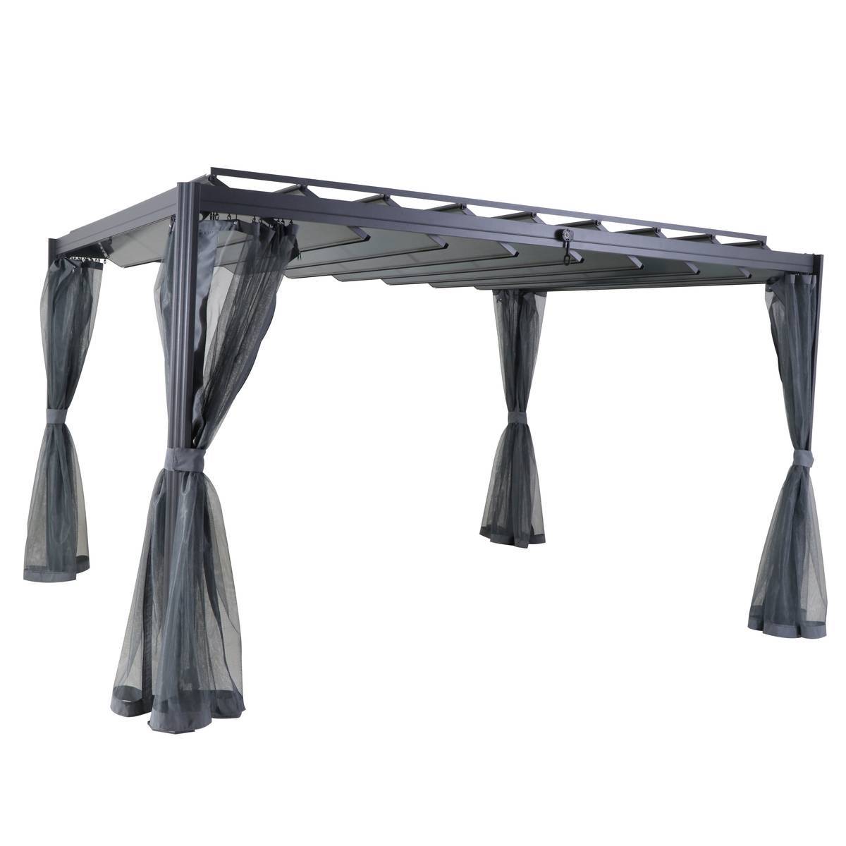 Hesperide - Moustiquaire pour pergola "Belize" à lattes 3x3,8m ardoise en polyester - Hespéride - Image 4