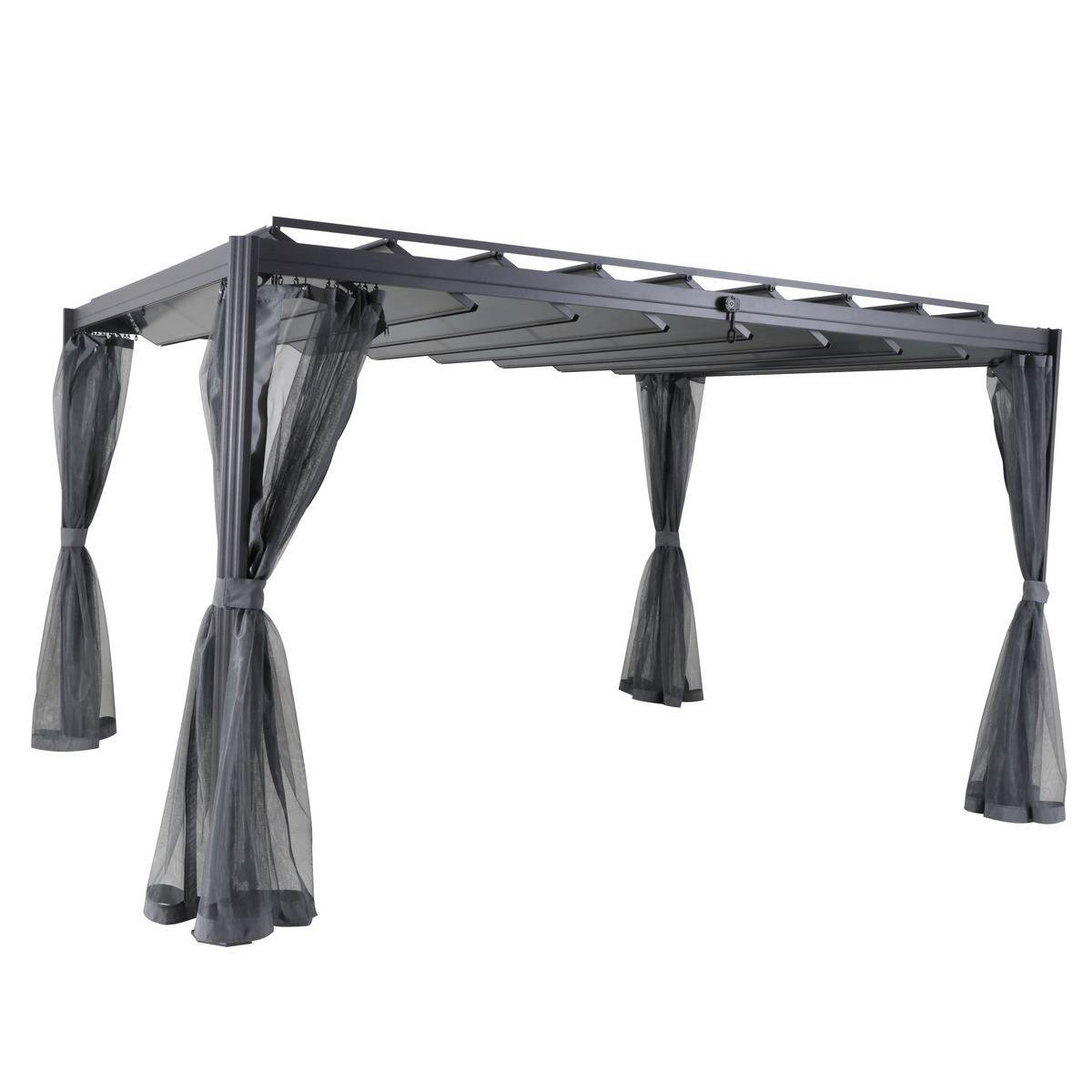 Hesperide - Moustiquaire pour pergola "Belize" à lattes 3x3,8m ardoise en polyester - Hespéride - Image 3