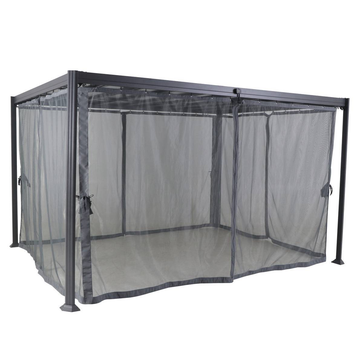 Hesperide - Moustiquaire pour pergola "Belize" à lattes 3x3,8m ardoise en polyester - Hespéride - Image 1