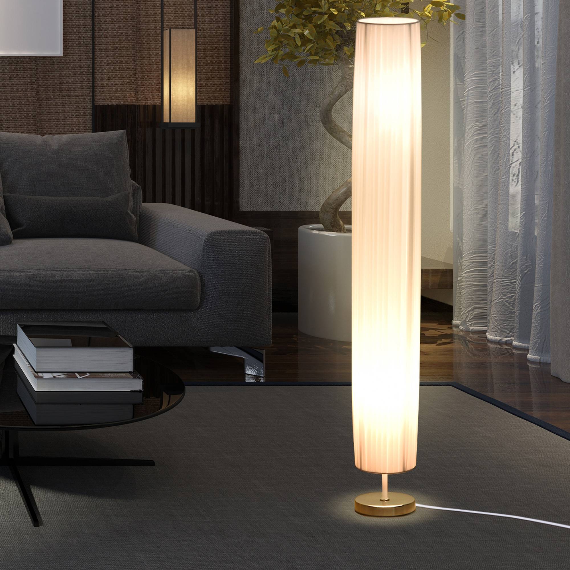 Lampadaire blanc 120 cm base acier inoxydable 2 douilles E27 interrupteur faible consommation intérieur - Image 7