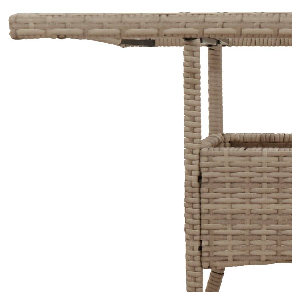 ComfortXL - Table de Jardin Carrée 80x80cm en Poly Rotin Beige, Plateau Verre pour un Nettoyage Simplifié – ComfortXL Outdoor Living - Image 9