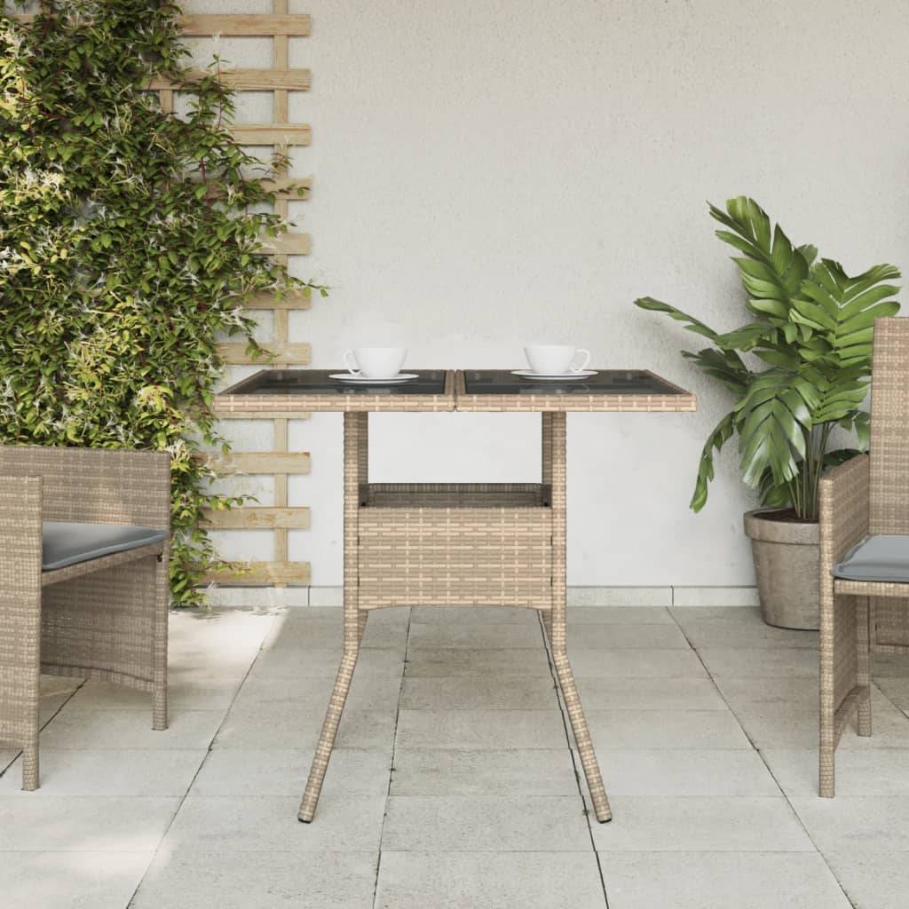 ComfortXL - Table de Jardin Carrée 80x80cm en Poly Rotin Beige, Plateau Verre pour un Nettoyage Simplifié – ComfortXL Outdoor Living - Image 3