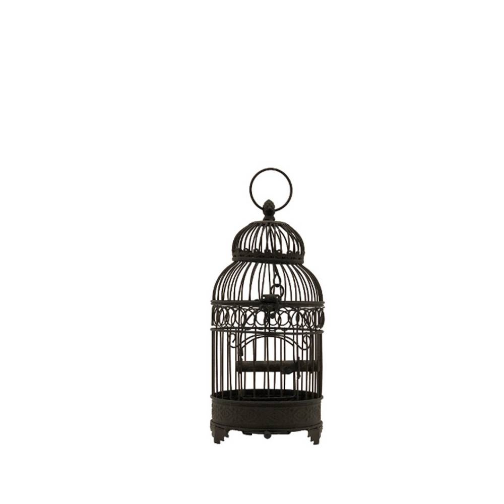 Cage à oiseaux décorative ancienne métal marron 16.5x40cm Chemin de campagne - Image 1