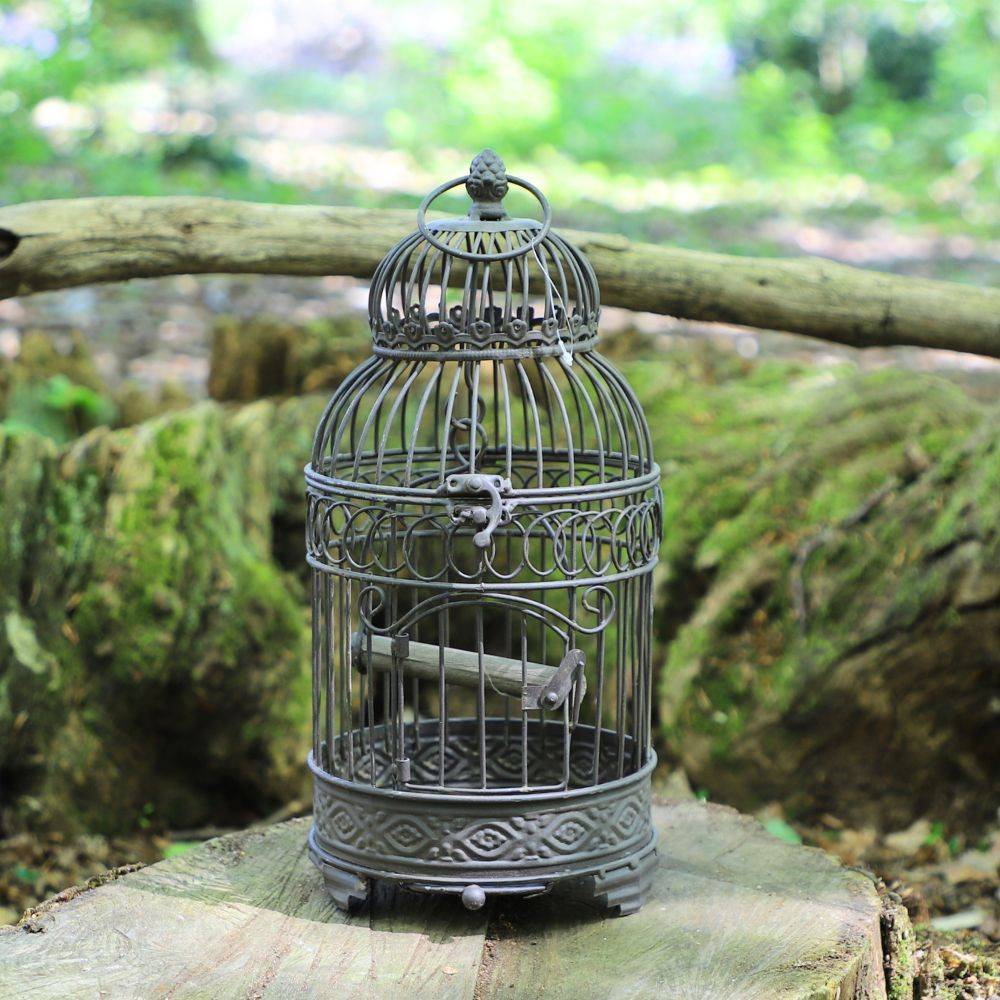 Cage à oiseaux décorative ancienne métal marron 16.5x40cm Chemin de campagne - Image 2