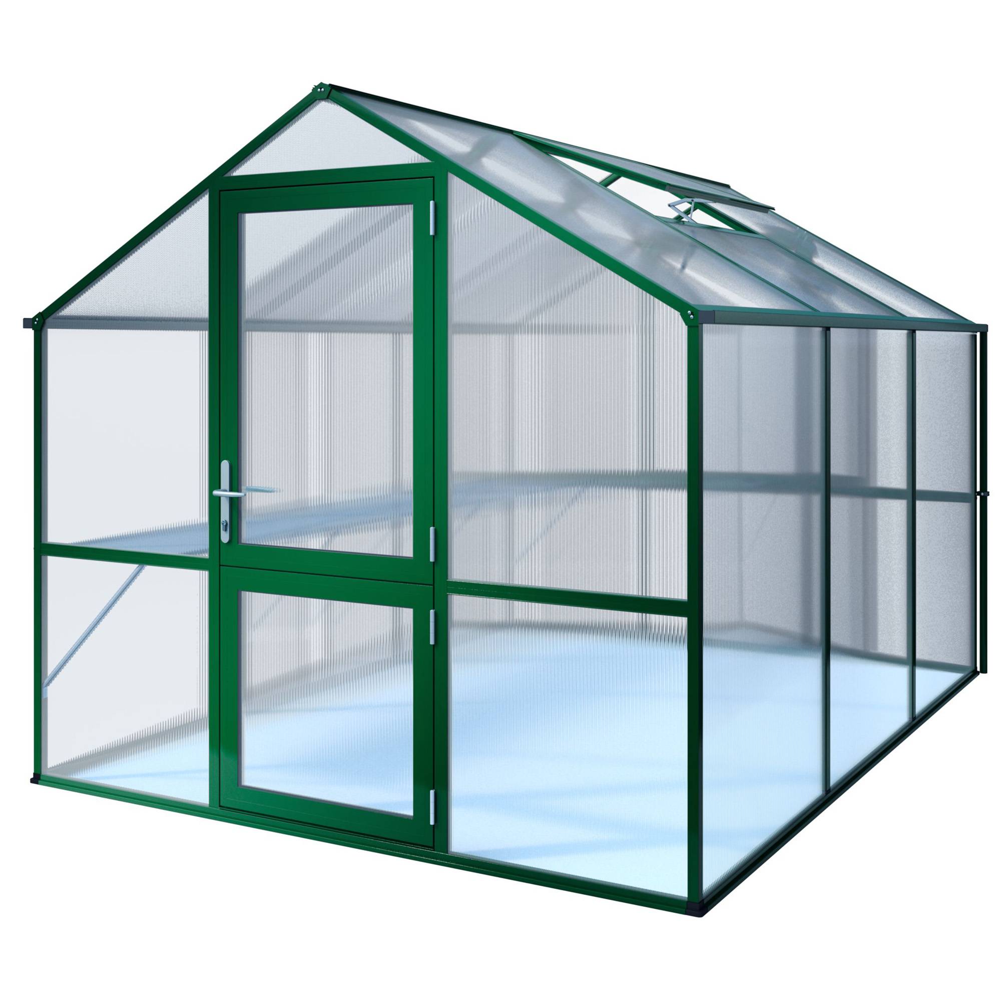 Serre de jardin 7,53m² aluminium et polycarbonate Rose III, Vert mousse. KGT - Image 1