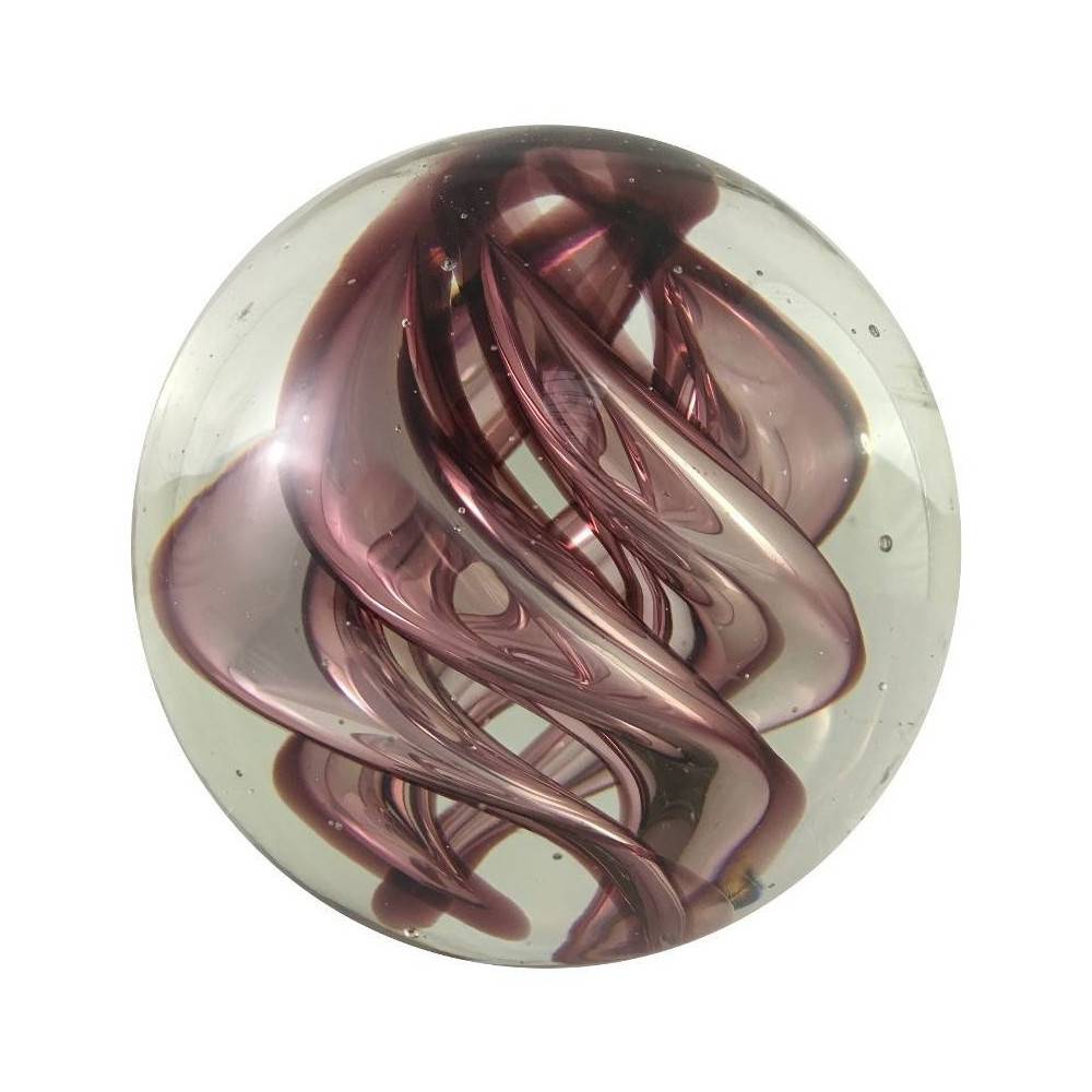 Presse papier sulfure "Flammes" en verre mauve Ø.8 cm Chemin de campagne - Image 1